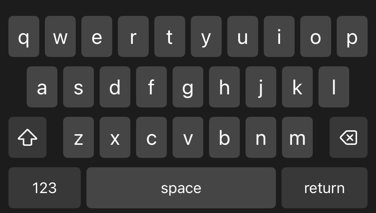 PureKey English QWERTY keyboard in its dark appearance